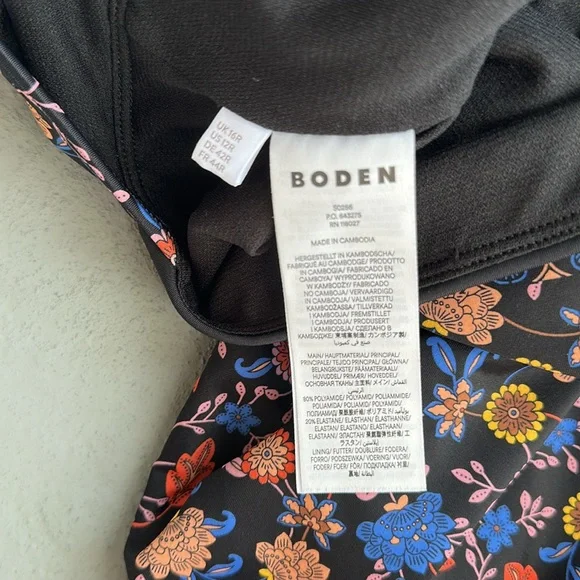 BODEN Halter Swimsuit Floral Plunge One Piece Size 12 - Picture 6 of 7